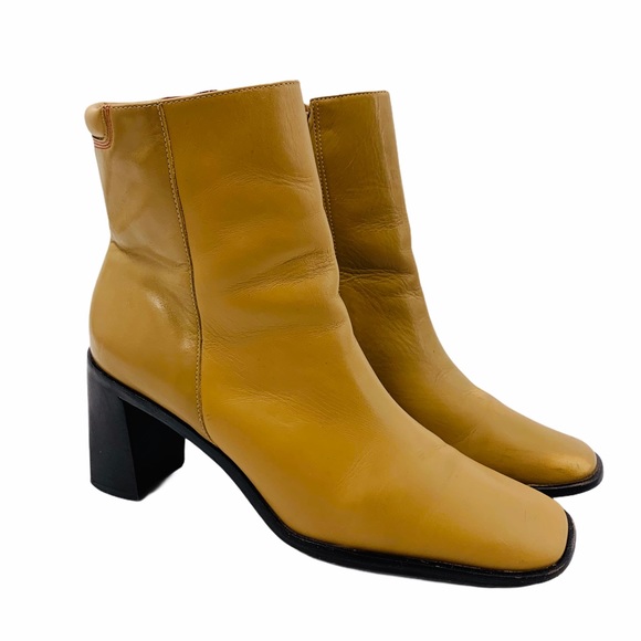 Rockport Tan Leather Square Toe Block Heel Boots - Picture 7 of 8